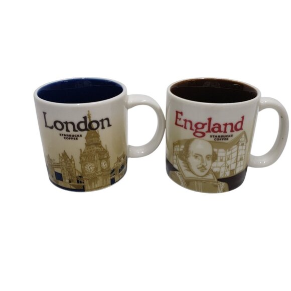 Starbucks London and England Espresso Mug Set of 2 Cream and Brown - Picture 12 of 12